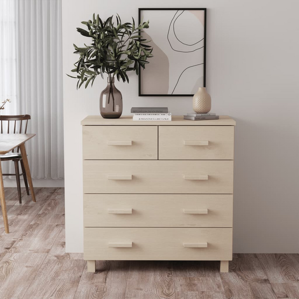 HAMAR Sideboard in Honey Brown - Solid Pine Wood, 5 Drawers, 79x40x80 cm - Modern Storage Solution - Premium  from Home Treasures - Just £117.99! Shop now at Home Treasures