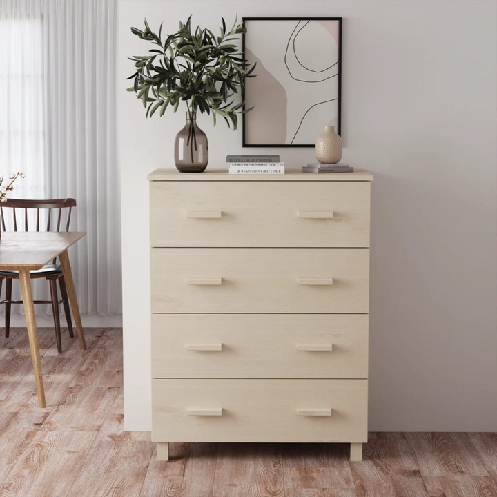 HAMAR Honey Brown Sideboard - 4 Drawers, Solid Pinewood, 79x40x103.5 cm - Premium  from Home Treasures - Just £168.99! Shop now at Home Treasures