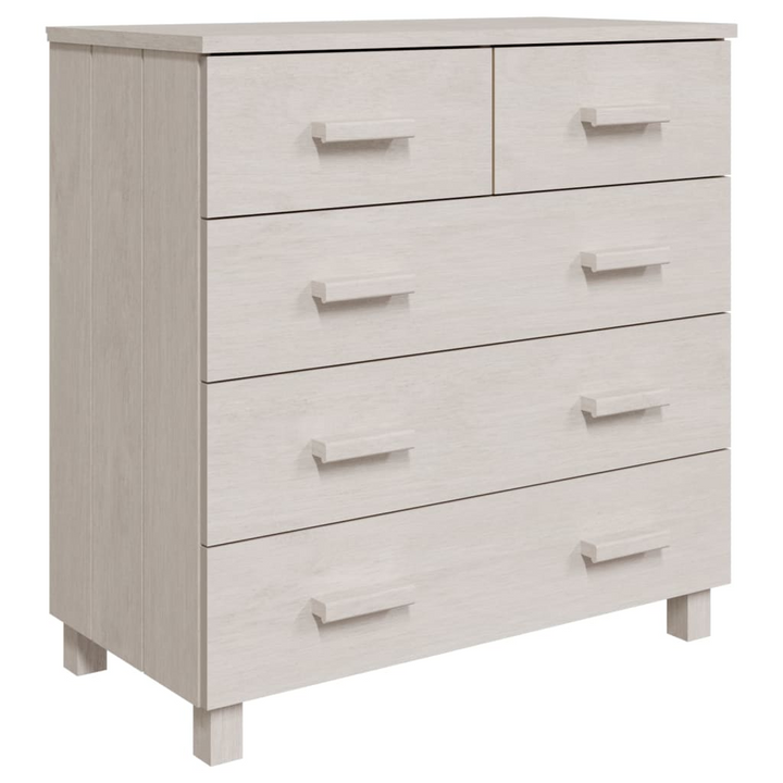 HAMAR White Sideboard - Solid Pine Wood, 5 Drawers, 79x40x80 cm | Elegant & Functional Storage Solution - Premium  from Home Treasures - Just £117.99! Shop now at Home Treasures