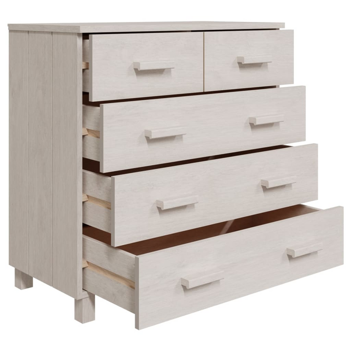 HAMAR White Sideboard - Solid Pine Wood, 5 Drawers, 79x40x80 cm | Elegant & Functional Storage Solution - Premium  from Home Treasures - Just £117.99! Shop now at Home Treasures