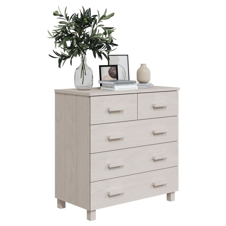 HAMAR White Sideboard - Solid Pine Wood, 5 Drawers, 79x40x80 cm | Elegant & Functional Storage Solution - Premium  from Home Treasures - Just £117.99! Shop now at Home Treasures