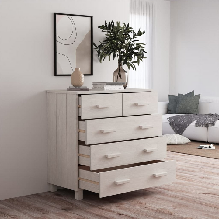 HAMAR White Sideboard - Solid Pine Wood, 5 Drawers, 79x40x80 cm | Elegant & Functional Storage Solution - Premium  from Home Treasures - Just £117.99! Shop now at Home Treasures