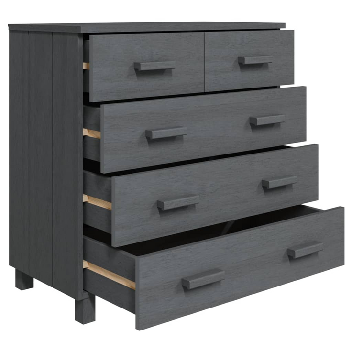 HAMAR Sideboard in Dark Grey, Solid Pine Wood, 79x40x80 cm, 5 Drawers - Elegant Home Storage Solution - Premium  from Home Treasures - Just £137.99! Shop now at Home Treasures