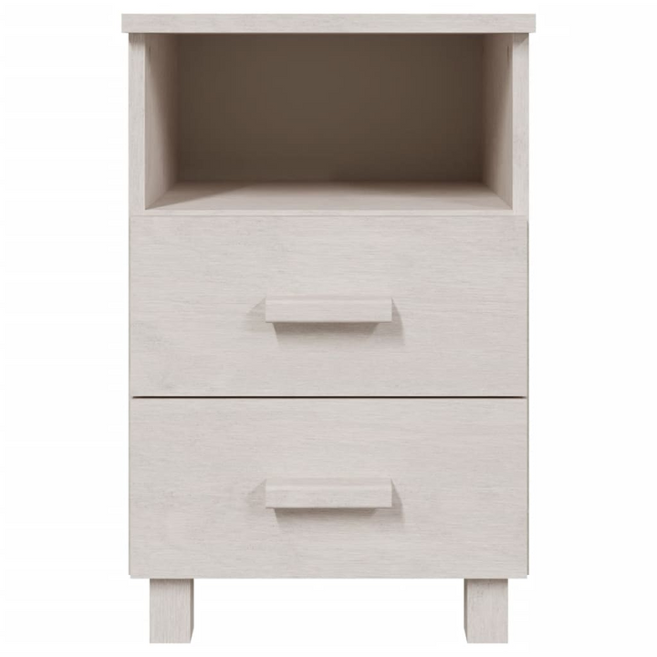 HAMAR Set of 2 Bedside Cabinets in White, 40x35x62 cm, Solid Pine Wood Nightstands with 2 Drawers and Open Compartment - Premium  from Home Treasures - Just £96.99! Shop now at Home Treasures