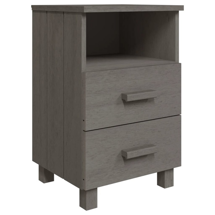 HAMAR Bedside Cabinet in Light Grey - 2 Drawers & 1 Open Compartment, Solid Wood Pine, 40x35x62 cm - Premium  from Home Treasures - Just £72.99! Shop now at Home Treasures