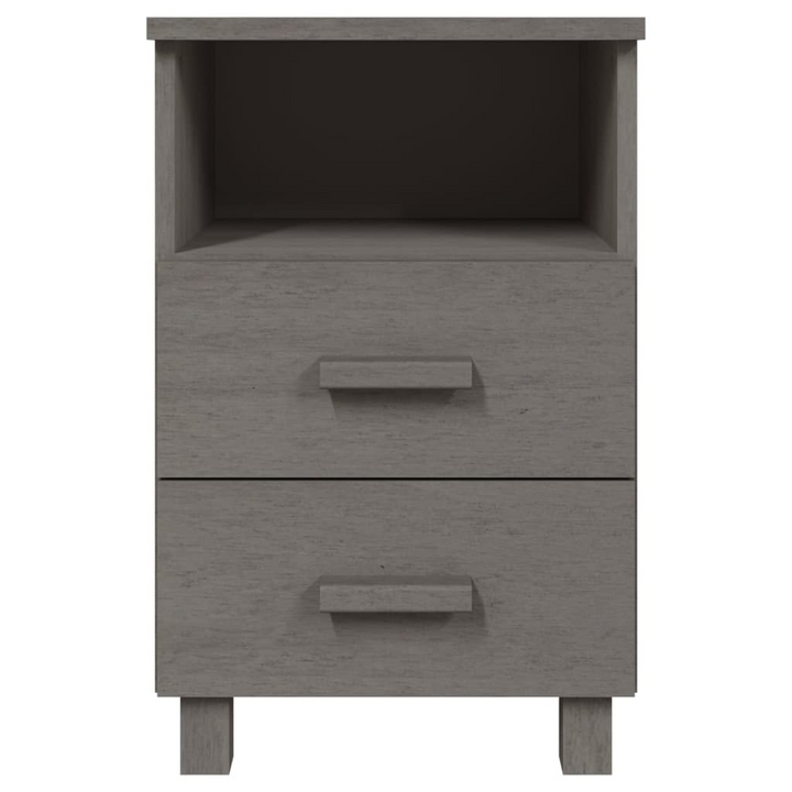 HAMAR Bedside Cabinet in Light Grey - 2 Drawers & 1 Open Compartment, Solid Wood Pine, 40x35x62 cm - Premium  from Home Treasures - Just £72.99! Shop now at Home Treasures