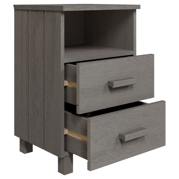 HAMAR Bedside Cabinet in Light Grey - 2 Drawers & 1 Open Compartment, Solid Wood Pine, 40x35x62 cm - Premium  from Home Treasures - Just £72.99! Shop now at Home Treasures