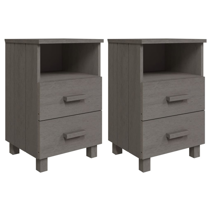 HAMAR Solid Wood Bedside Cabinets Set of 2 | Light Grey Pinewood Nightstands with Storage Drawers - Premium  from Home Treasures - Just £119.99! Shop now at Home Treasures