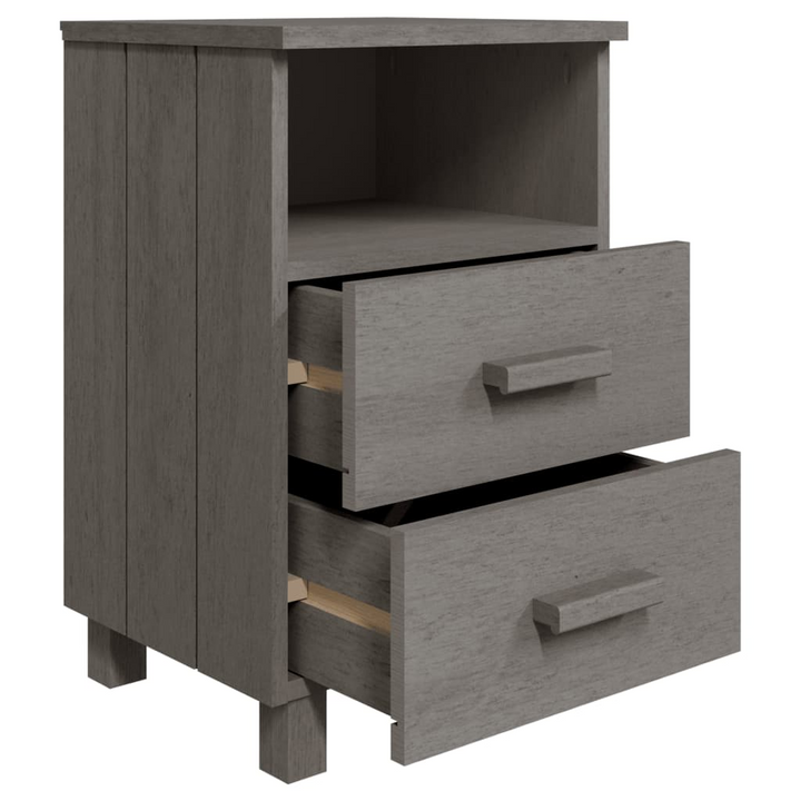 HAMAR Solid Wood Bedside Cabinets Set of 2 | Light Grey Pinewood Nightstands with Storage Drawers - Premium  from Home Treasures - Just £119.99! Shop now at Home Treasures