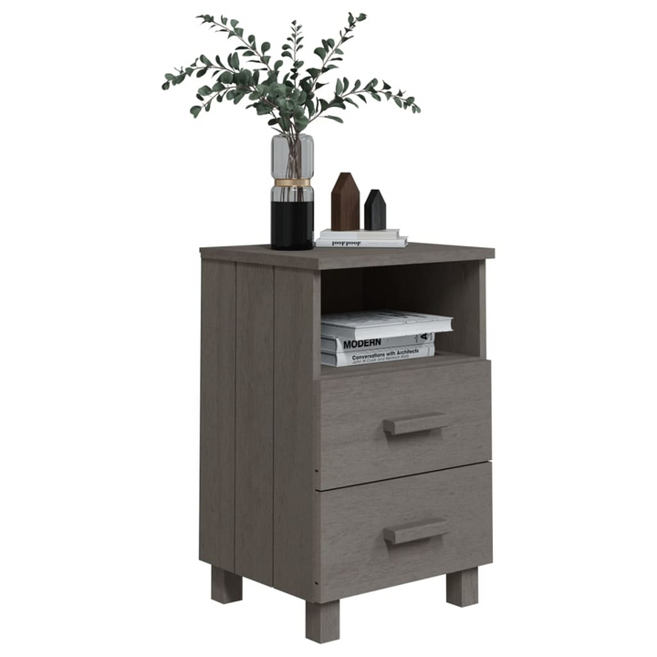 HAMAR Solid Wood Bedside Cabinets Set of 2 | Light Grey Pinewood Nightstands with Storage Drawers - Premium  from Home Treasures - Just £119.99! Shop now at Home Treasures