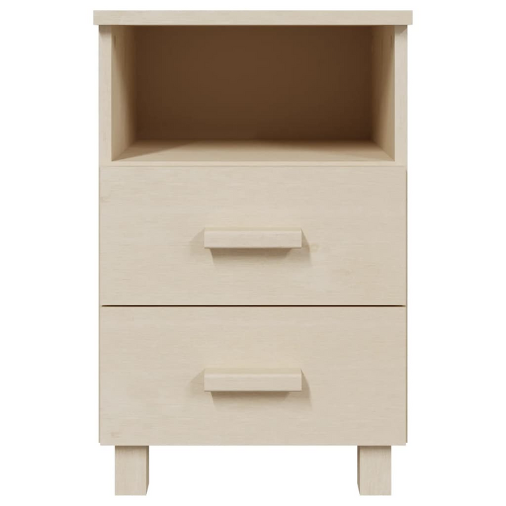 HAMAR Bedside Cabinet in Honey Brown - Solid Pine Wood Nightstand with 2 Drawers and Open Compartment, 40x35x62 cm - Premium  from Home Treasures - Just £57.99! Shop now at Home Treasures