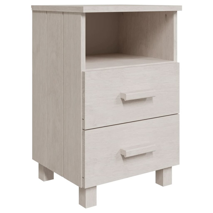 HAMAR White Bedside Cabinet - 2 Drawers & Open Compartment | 40x35x62 cm | Solid Pine Wood Nightstand - Premium  from Home Treasures - Just £63.99! Shop now at Home Treasures