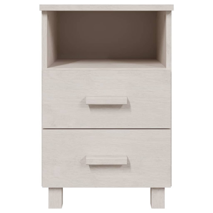 HAMAR White Bedside Cabinet - 2 Drawers & Open Compartment | 40x35x62 cm | Solid Pine Wood Nightstand - Premium  from Home Treasures - Just £63.99! Shop now at Home Treasures