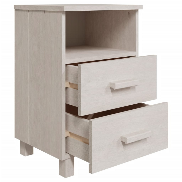 HAMAR White Bedside Cabinet - 2 Drawers & Open Compartment | 40x35x62 cm | Solid Pine Wood Nightstand - Premium  from Home Treasures - Just £63.99! Shop now at Home Treasures