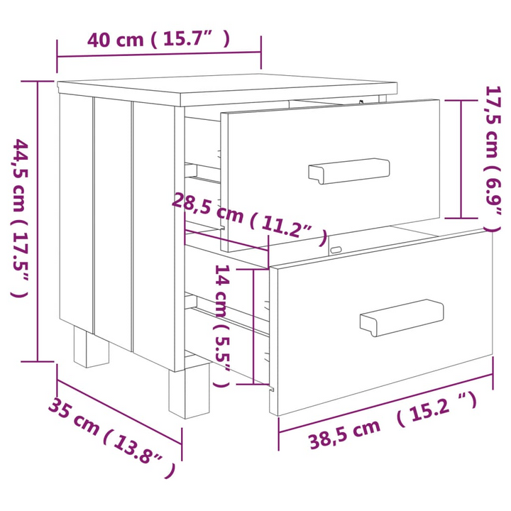 HAMAR Bedside Cabinets in Dark Grey, Set of 2, Solid Wood, 40x35x44.5 cm | Elegant & Practical Storage Solution - Premium  from Home Treasures - Just £83.99! Shop now at Home Treasures