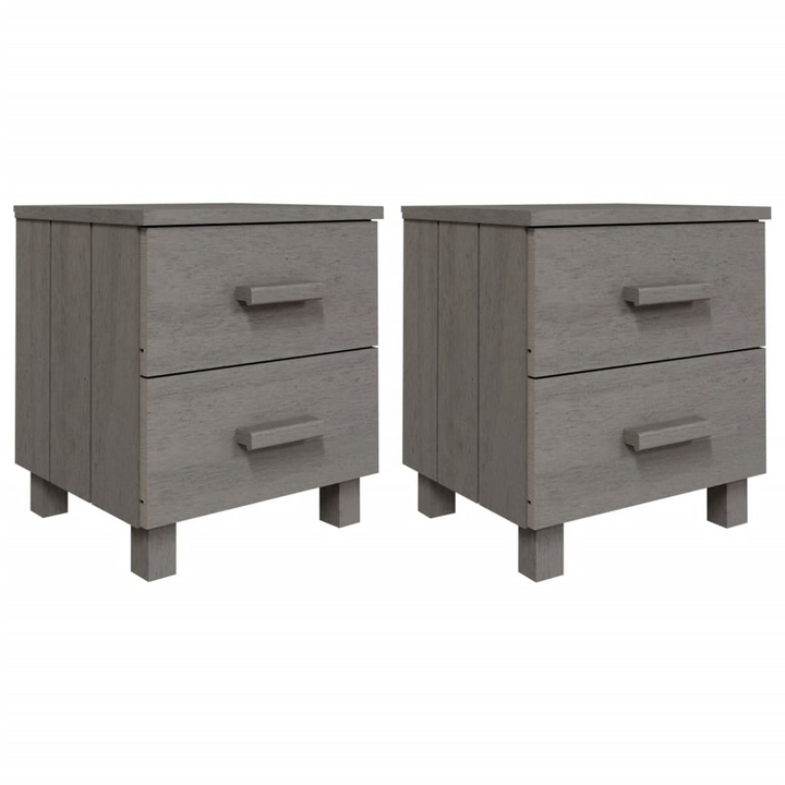 HAMAR Bedside Cabinets - Set of 2, Light Grey - Solid Pine Wood Nightstands with Ample Storage, 40x35x44.5cm - Premium  from Home Treasures - Just £95.99! Shop now at Home Treasures