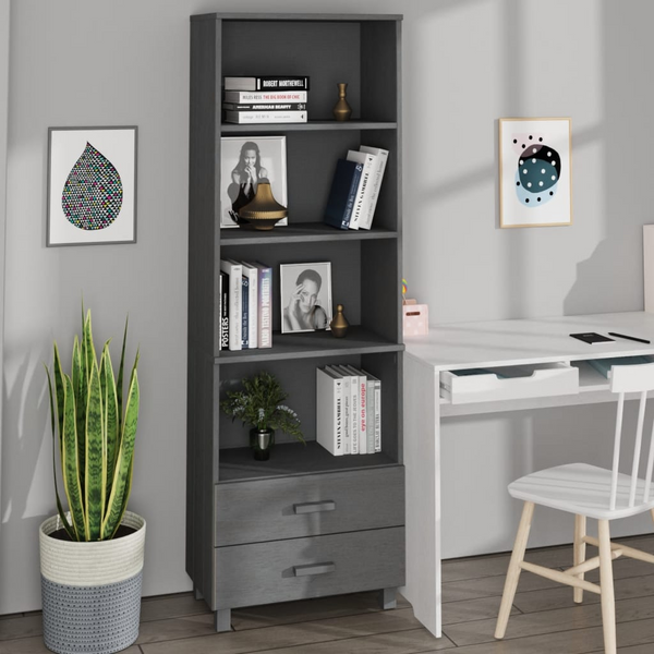 HAMAR Highboard - Elegant Dark Grey 60x35x180 cm - Solid Pine Wood & MDF Construction - Ample Storage with Shelves & Drawers - Premium  from Home Treasures - Just £129.99! Shop now at Home Treasures