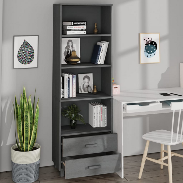 HAMAR Highboard - Elegant Dark Grey 60x35x180 cm - Solid Pine Wood & MDF Construction - Ample Storage with Shelves & Drawers - Premium  from Home Treasures - Just £129.99! Shop now at Home Treasures