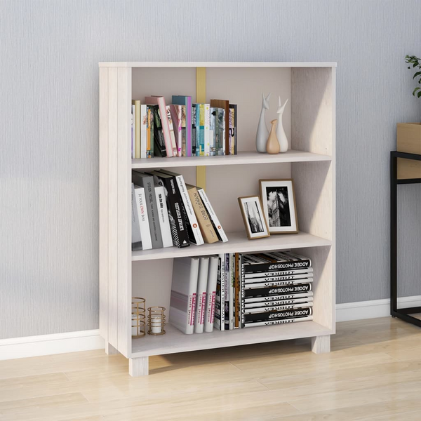 HAMAR Book Cabinet in White - 85x35x112 cm Solid Pine Wood Shelving Unit for Home - Premium  from Home Treasures - Just £76.99! Shop now at Home Treasures