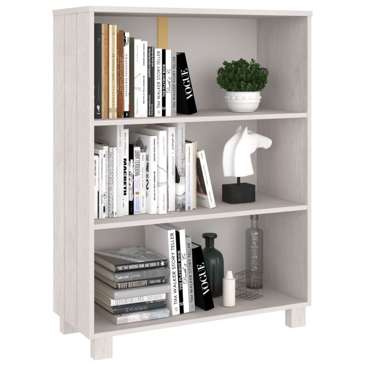 HAMAR Book Cabinet in White - 85x35x112 cm Solid Pine Wood Shelving Unit for Home - Premium  from Home Treasures - Just £74.99! Shop now at Home Treasures