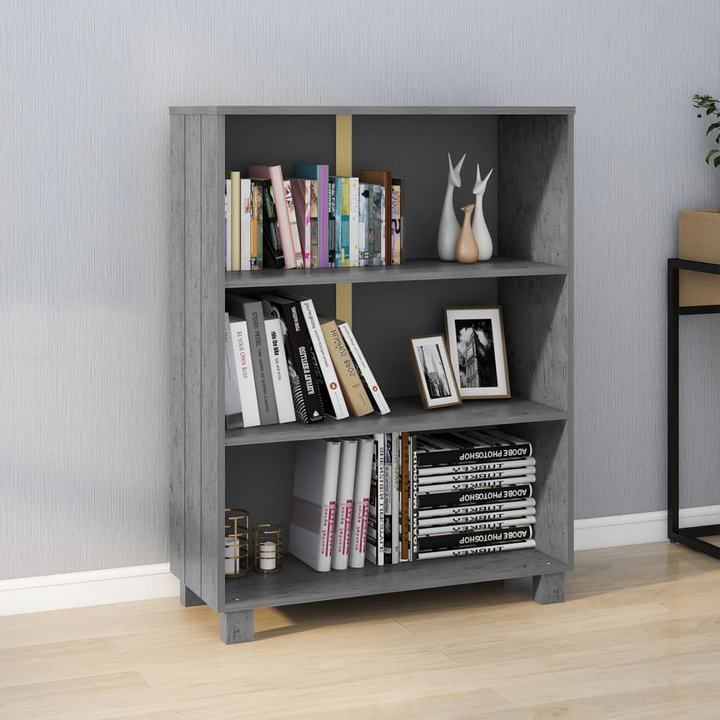 HAMAR Dark Grey Solid Pine Wood Book Cabinet - 85x35x112 cm with 3 Shelves & Sturdy Tabletop - Premium  from Home Treasures - Just £90.99! Shop now at Home Treasures