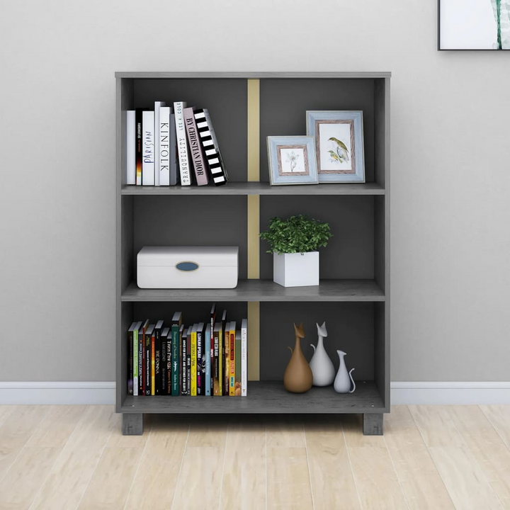 HAMAR Dark Grey Solid Pine Wood Book Cabinet - 85x35x112 cm with 3 Shelves & Sturdy Tabletop - Premium  from Home Treasures - Just £90.99! Shop now at Home Treasures