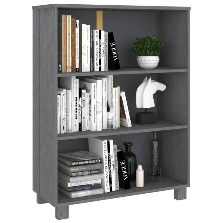 HAMAR Dark Grey Solid Pine Wood Book Cabinet - 85x35x112 cm with 3 Shelves & Sturdy Tabletop - Premium  from Home Treasures - Just £90.99! Shop now at Home Treasures