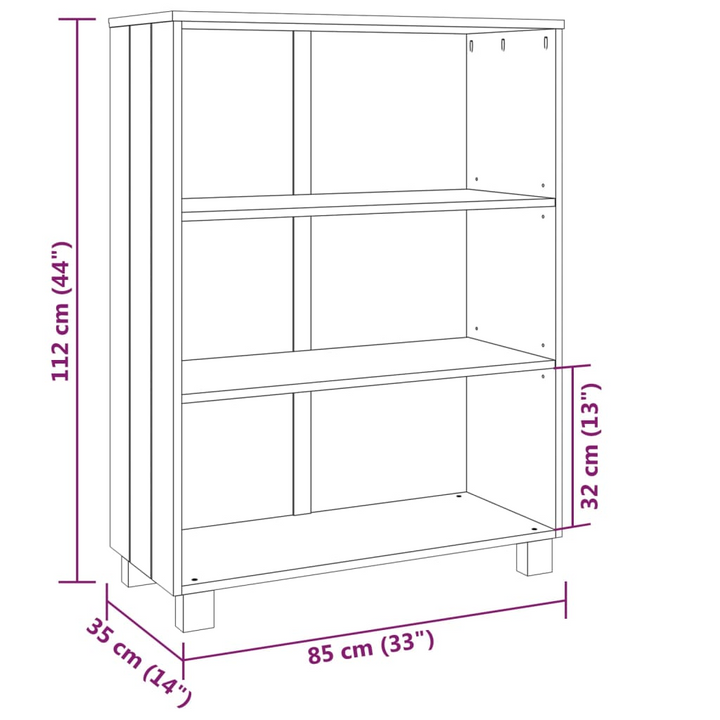 HAMAR Dark Grey Solid Pine Wood Book Cabinet - 85x35x112 cm with 3 Shelves & Sturdy Tabletop - Premium  from Home Treasures - Just £90.99! Shop now at Home Treasures