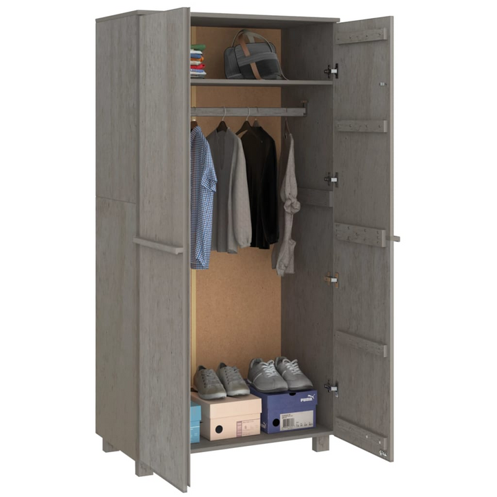 Elegant HAMAR Solid Pine Wardrobe in Light Grey - 89 x 50 x 180 cm | Sturdy & Stylish Clothing Storage Solution - Premium  from Home Treasures - Just £225.99! Shop now at Home Treasures