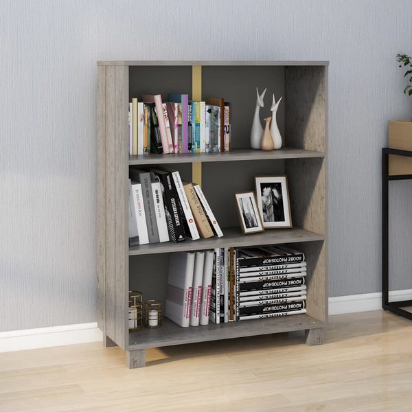 HAMAR Light Grey Solid Wood Book Cabinet - Durable Pine Bookshelf with Ample Storage (85x35x112 cm) - Premium  from Home Treasures - Just £102.99! Shop now at Home Treasures