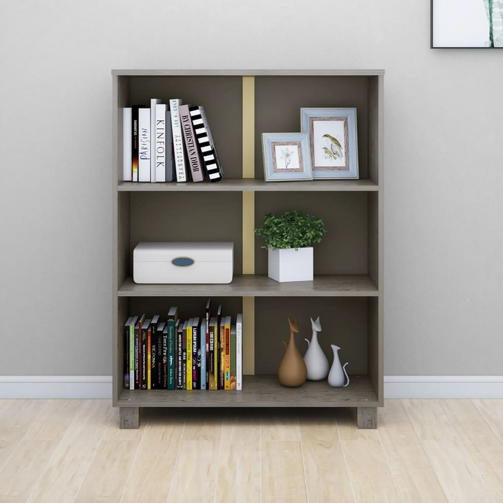 HAMAR Light Grey Solid Wood Book Cabinet - Durable Pine Bookshelf with Ample Storage (85x35x112 cm) - Premium  from Home Treasures - Just £102.99! Shop now at Home Treasures