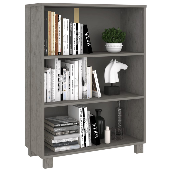 HAMAR Light Grey Solid Wood Book Cabinet - Durable Pine Bookshelf with Ample Storage (85x35x112 cm) - Premium  from Home Treasures - Just £102.99! Shop now at Home Treasures