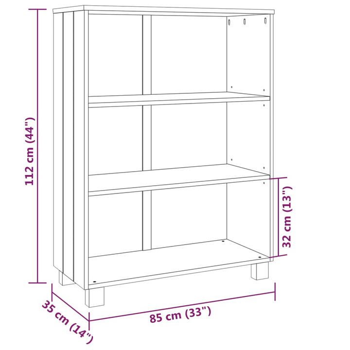 HAMAR Light Grey Solid Wood Book Cabinet - Durable Pine Bookshelf with Ample Storage (85x35x112 cm) - Premium  from Home Treasures - Just £102.99! Shop now at Home Treasures