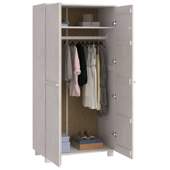 HAMAR Wardrobe - Elegant White Solid Pine Wood Storage, 89x50x180 cm - Premium  from Home Treasures - Just £261.99! Shop now at Home Treasures