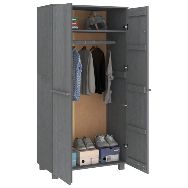 HAMAR Wardrobe in Dark Grey - Solid Pine Wood, Elegant Storage Solution, 89x50x180 cm | Stylish & Durable Wardrobe - Premium  from Home Treasures - Just £240.99! Shop now at Home Treasures