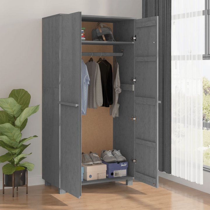 HAMAR Wardrobe in Dark Grey - Solid Pine Wood, Elegant Storage Solution, 89x50x180 cm | Stylish & Durable Wardrobe - Premium  from Home Treasures - Just £240.99! Shop now at Home Treasures