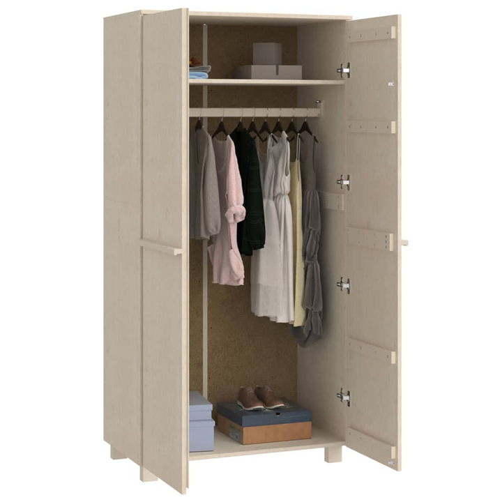 Elegant HAMAR Solid Pine Wardrobe in Honey Brown, 89 x 50 x 180cm - Spacious Storage Solution - Premium  from Home Treasures - Just £262.99! Shop now at Home Treasures