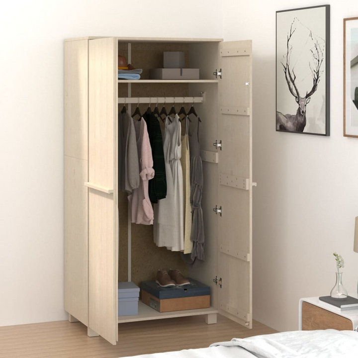 Elegant HAMAR Solid Pine Wardrobe in Honey Brown, 89 x 50 x 180cm - Spacious Storage Solution - Premium  from Home Treasures - Just £262.99! Shop now at Home Treasures