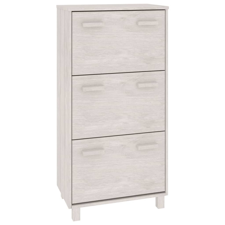 HAMAR White Shoe Cabinet | Solid Pine Wood Shoe Storage | 3 Flip-Drawers | 59.5x35x117 cm - Premium  from Home Treasures - Just £126.99! Shop now at Home Treasures