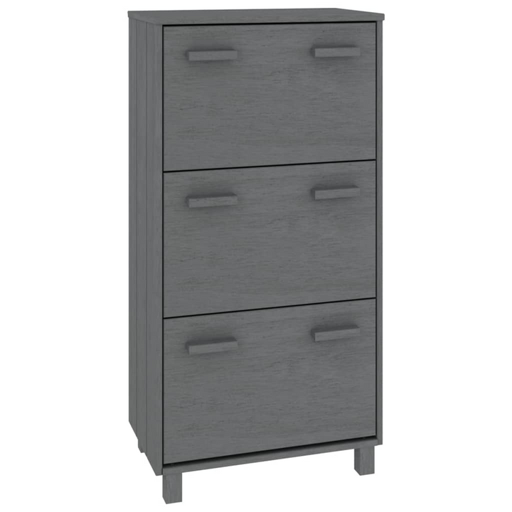 HAMAR Dark Grey Shoe Cabinet - Solid Wood Pine, 3 Flip-Drawers, 59.5x35x117 cm | Modern Storage Solution - Premium  from Home Treasures - Just £122.99! Shop now at Home Treasures