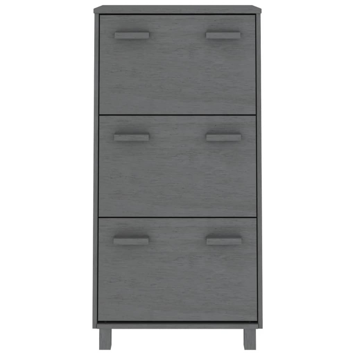 HAMAR Dark Grey Shoe Cabinet - Solid Wood Pine, 3 Flip-Drawers, 59.5x35x117 cm | Modern Storage Solution - Premium  from Home Treasures - Just £122.99! Shop now at Home Treasures