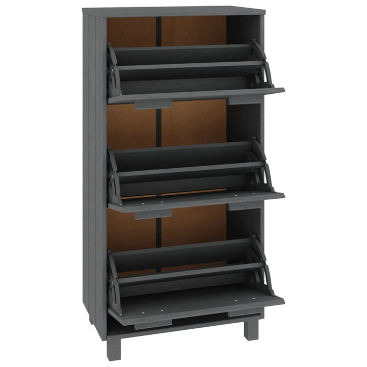 HAMAR Dark Grey Shoe Cabinet - Solid Wood Pine, 3 Flip-Drawers, 59.5x35x117 cm | Modern Storage Solution - Premium  from Home Treasures - Just £122.99! Shop now at Home Treasures