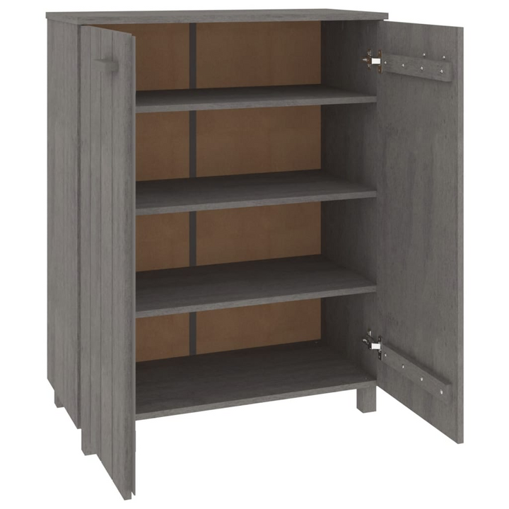 HAMAR Solid Pine Wood Shoe Cabinet in Light Grey - 3 Shelves, Wooden Handles, 85x40x108 cm - Premium  from Home Treasures - Just £123.99! Shop now at Home Treasures