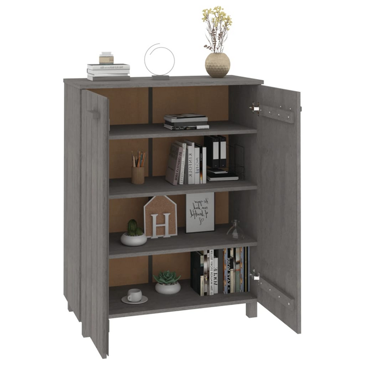 HAMAR Solid Pine Wood Shoe Cabinet in Light Grey - 3 Shelves, Wooden Handles, 85x40x108 cm - Premium  from Home Treasures - Just £123.99! Shop now at Home Treasures