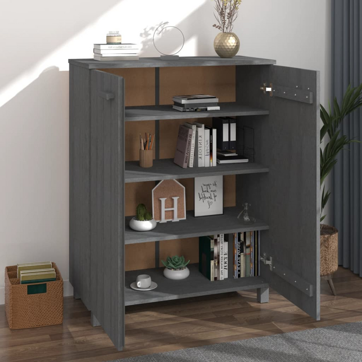 HAMAR Shoe Cabinet in Dark Grey - 85x40x108 cm Solid Pine Wood Storage with Shelves - Premium  from Home Treasures - Just £153.99! Shop now at Home Treasures