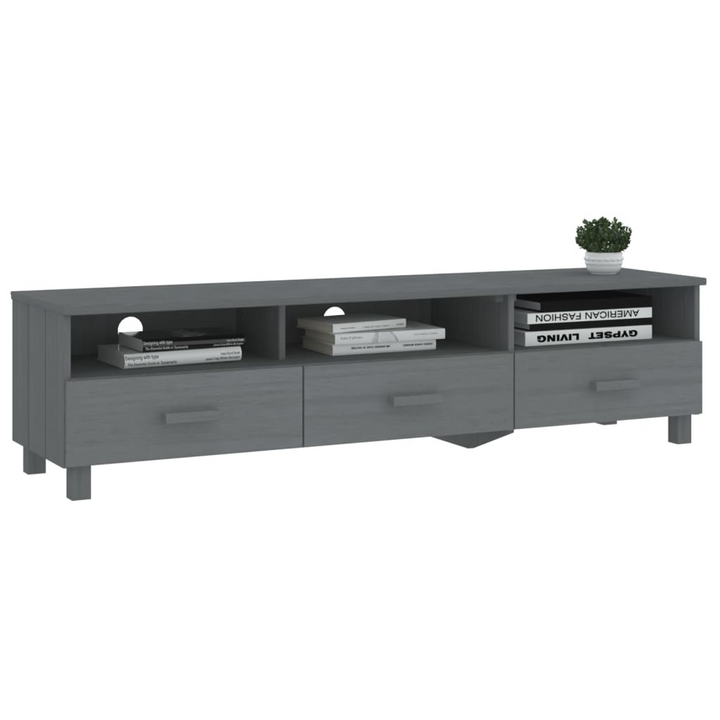 HAMAR Dark Grey Solid Wood Pine TV Cabinet - 158x40x40 cm | Stylish & Functional Storage Unit - Premium  from Home Treasures - Just £108.99! Shop now at Home Treasures