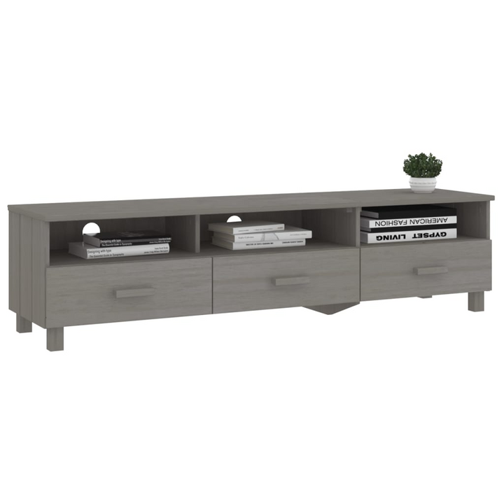 HAMAR TV Cabinet in Light Grey 158x40x40 cm - Solid Wood Pine Entertainment Center - Premium  from Home Treasures - Just £131.99! Shop now at Home Treasures