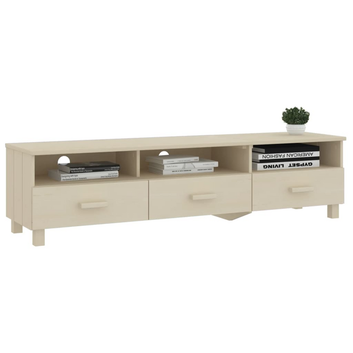 HAMAR Solid Pine Wood TV Cabinet - Honey Brown, 158x40x40 cm - Modern, Durable & Spacious TV Stand - Premium  from Home Treasures - Just £131.99! Shop now at Home Treasures