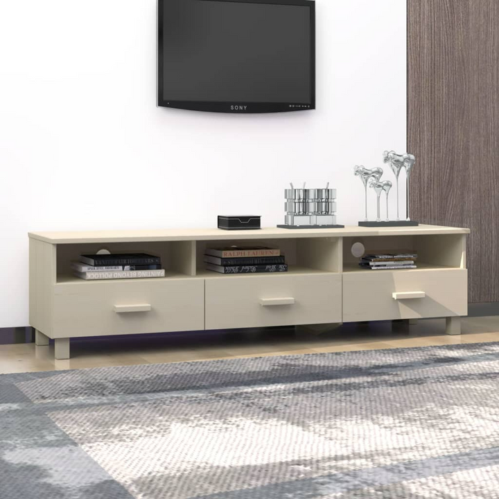 HAMAR Solid Pine Wood TV Cabinet - Honey Brown, 158x40x40 cm - Modern, Durable & Spacious TV Stand - Premium  from Home Treasures - Just £131.99! Shop now at Home Treasures