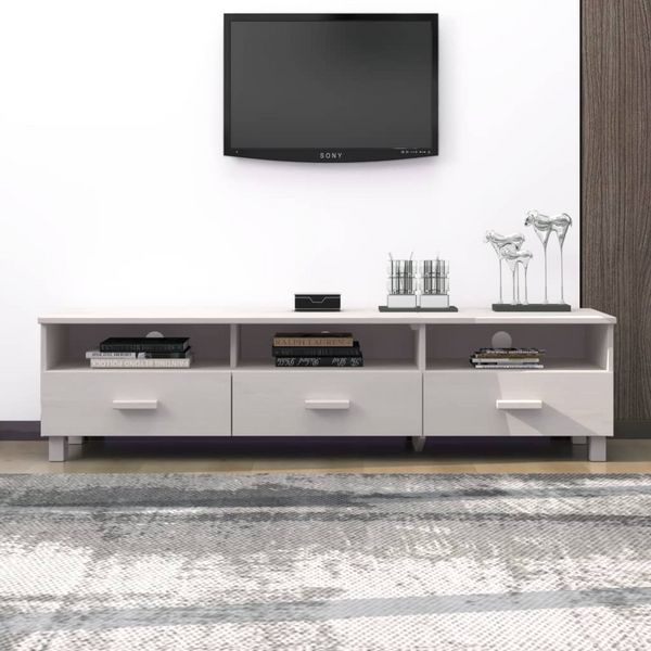 HAMAR TV Cabinet - White Solid Wood Pine, 158x40x40 cm, Elegant TV Stand & Storage Solution - Premium  from Home Treasures - Just £109.99! Shop now at Home Treasures